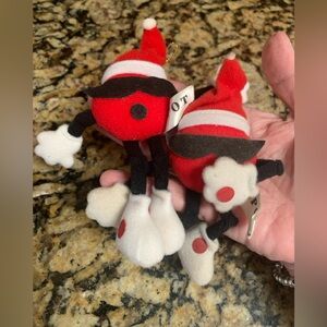 Two Vintage 7 Up Red Spot Plush Ornaments